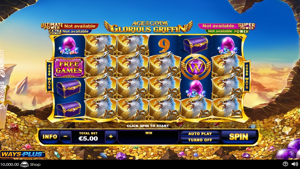 Screenshot of Age of the Gods Glorious Griffin slot from Playtech