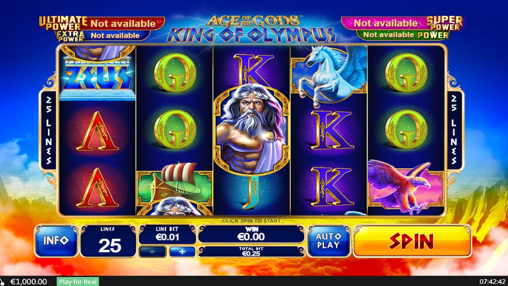Screenshot of Age of the Gods King of Olympus slot from Playtech