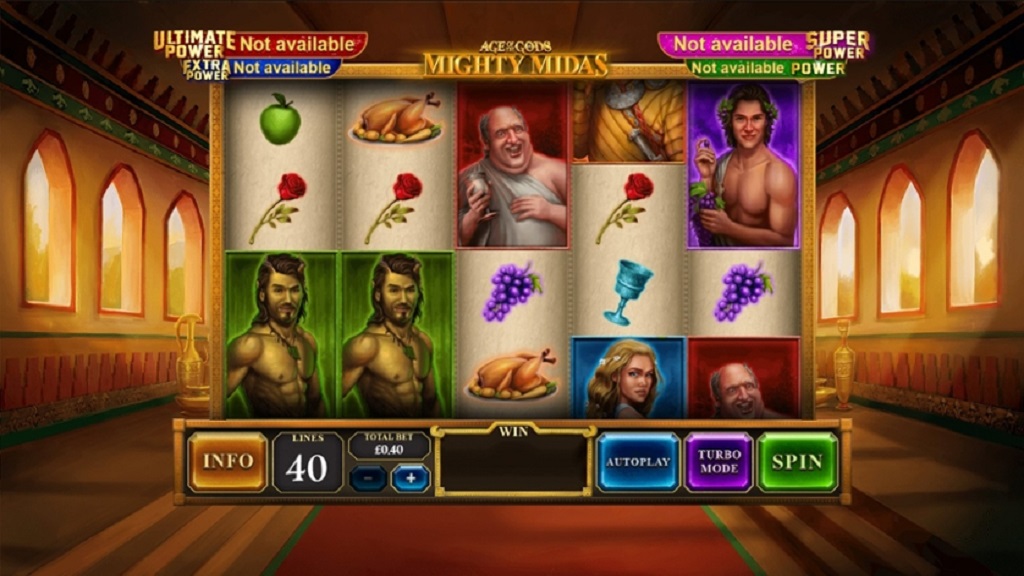 Screenshot of Age of the Gods Mighty Midas slot from Playtech