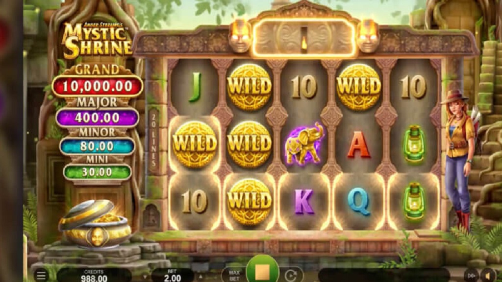 Screenshot of Amber Sterling's Mystic Shrine slot from Microgaming
