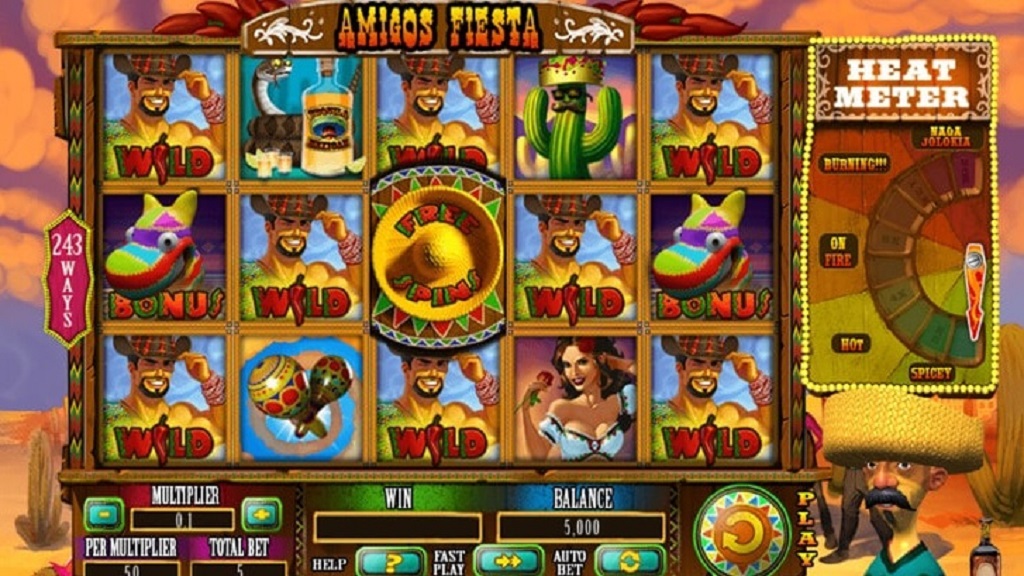 Screenshot of Amigos Fiesta slot from Spinomenal