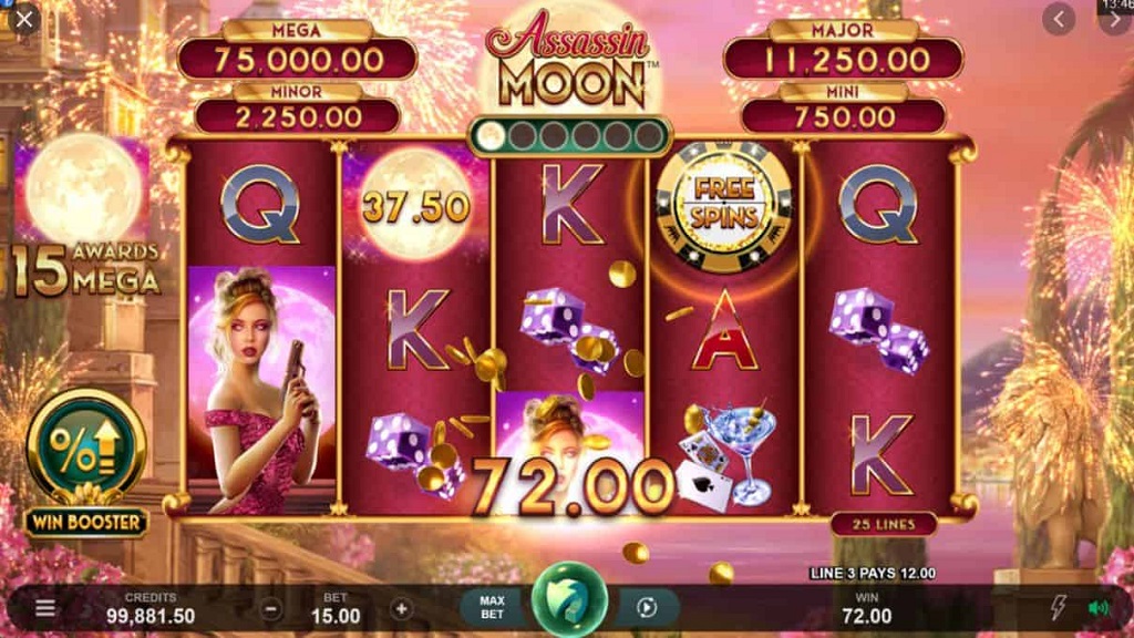 Screenshot of Assassin Moon slot from Microgaming