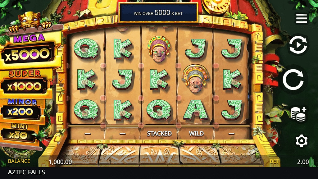 Screenshot of Aztec Falls slot from Microgaming