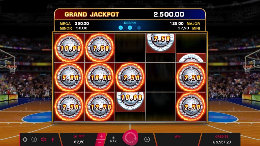 Screenshot of Basketball Star on Fire slot from Microgaming