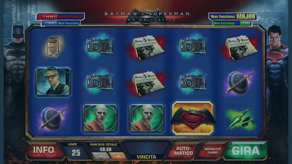 Screenshot of Batman V Superman Dawn of Justice slot from Playtech