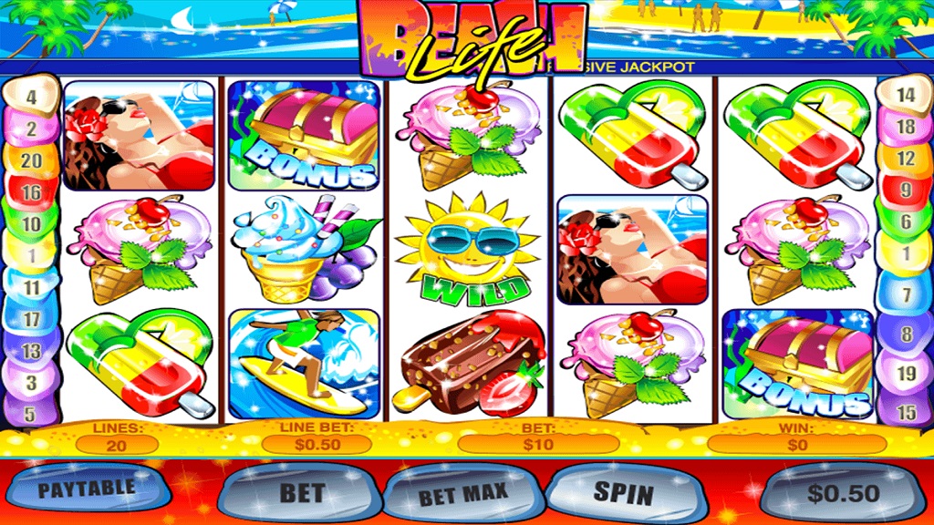 Screenshot of Beach Life slot from Playtech