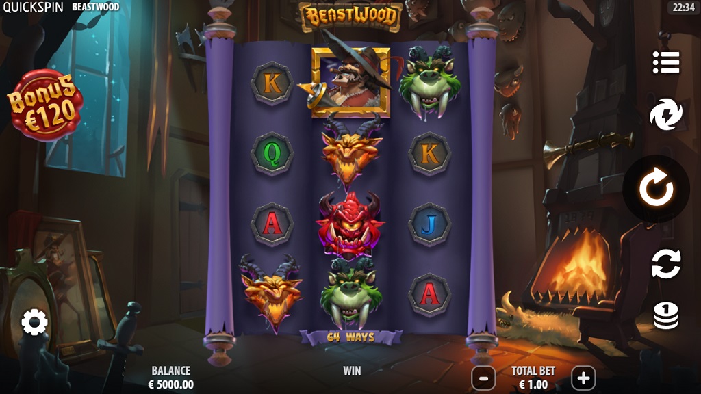 Screenshot of Beastwood slot from Quickspin