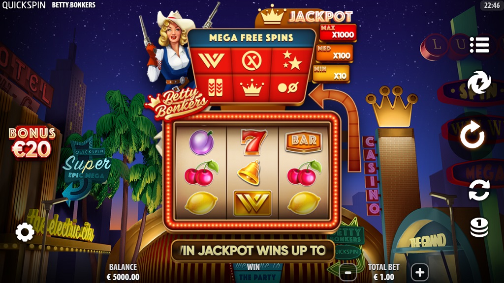 Screenshot of Betty Bonkers slot from Quickspin