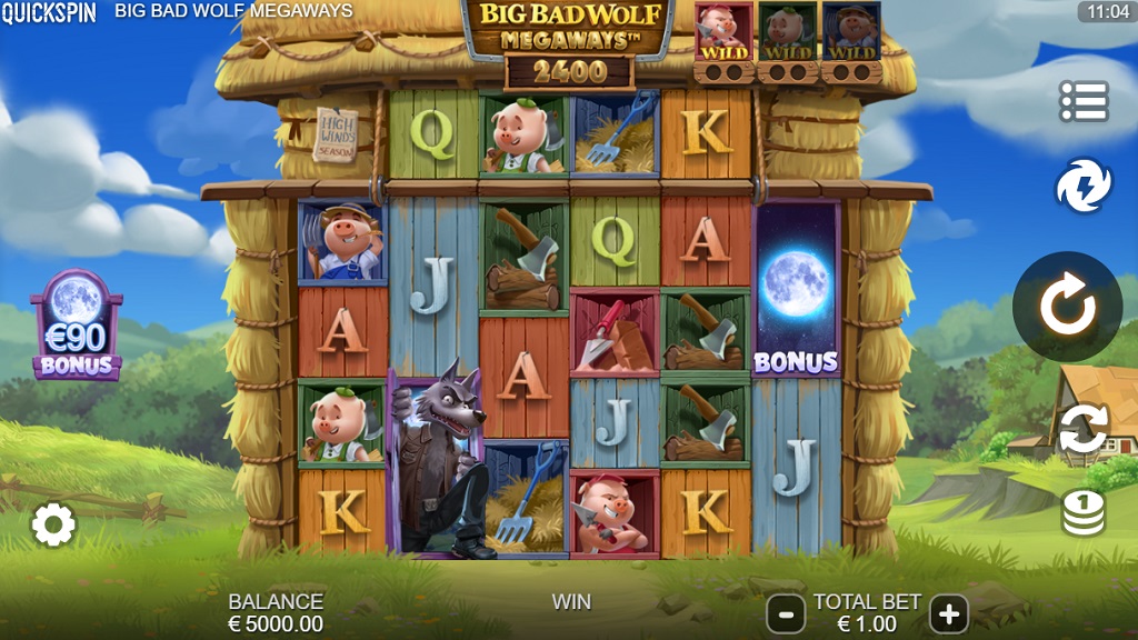 Screenshot of Big Bad Wolf Megaways slot from Quickspin