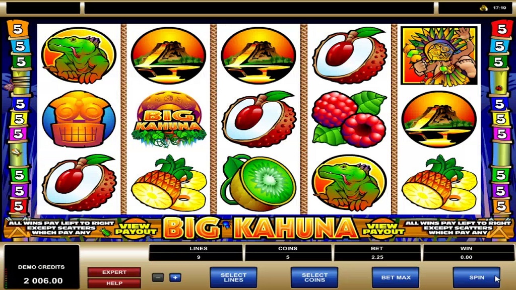 Screenshot of Big Kahuna slot from Microgaming