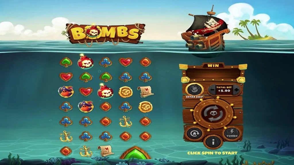 Screenshot of Bombs slot from Playtech