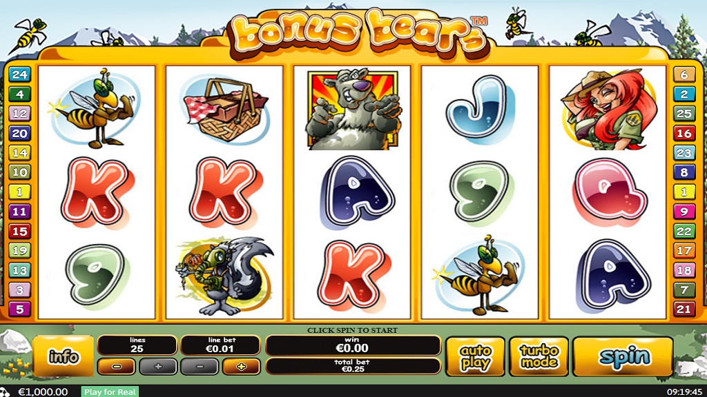 Screenshot of Bonus Bears slot from Playtech