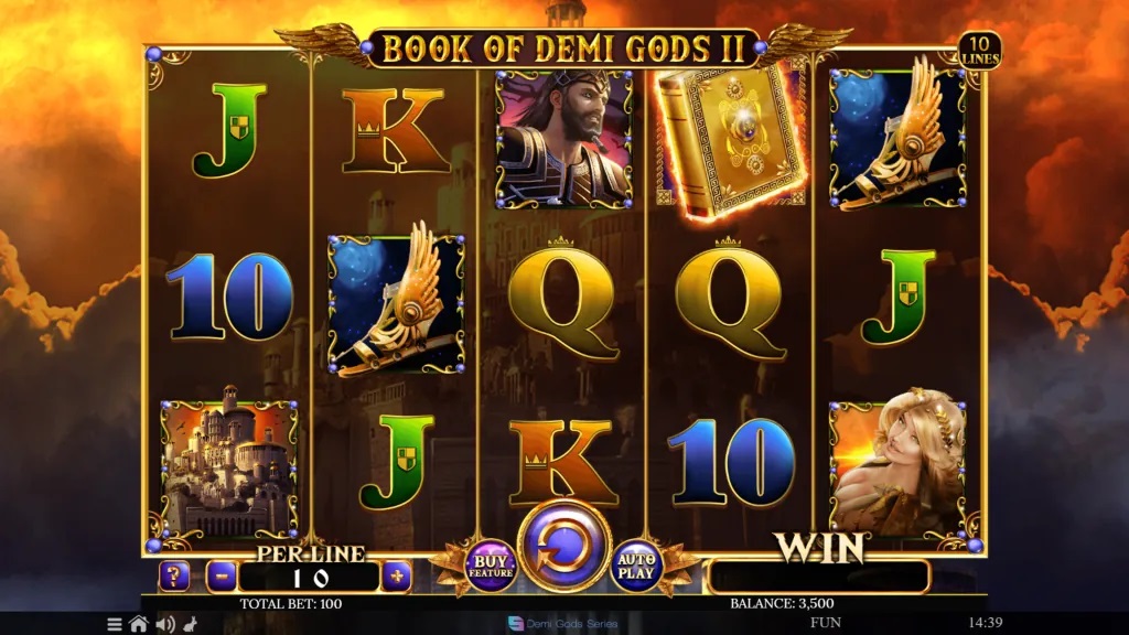 Screenshot of Book of Demi Gods II slot from Spinomenal