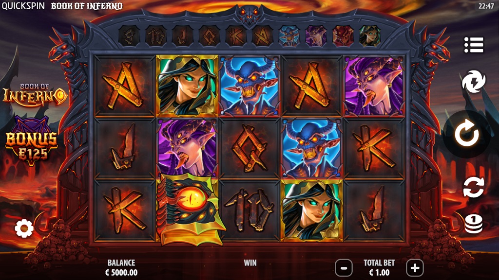 Screenshot of Book of Inferno slot from Quickspin