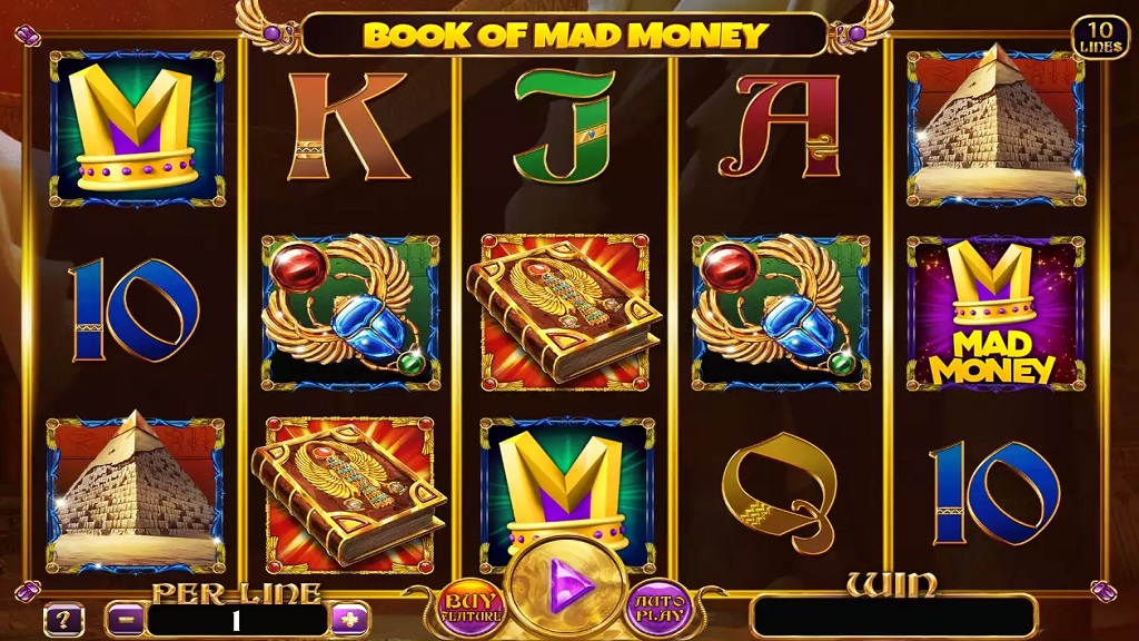 Screenshot of Book of Mad Money slot from Spinomenal