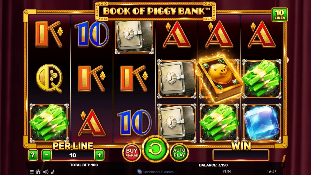 Screenshot of Book Of Piggy Bank slot from Spinomenal