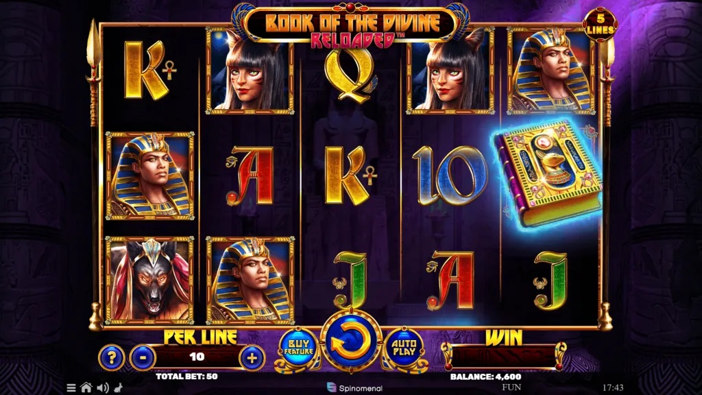 Screenshot of Book of the Divine Reloaded slot from Spinomenal