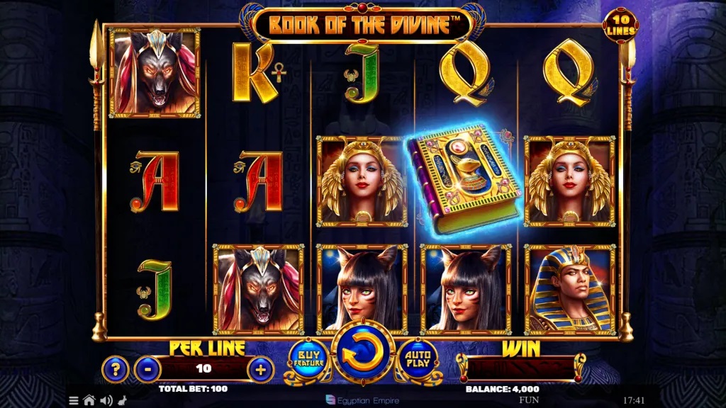 Screenshot of Book of the Divine slot from Spinomenal