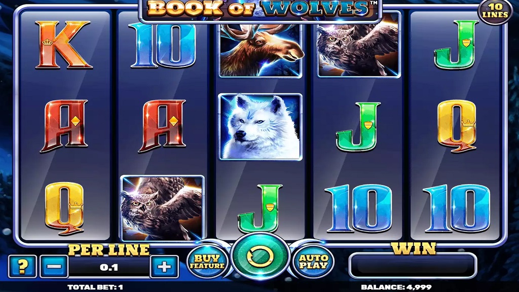 Screenshot of Book of Wolves slot from Spinmatic