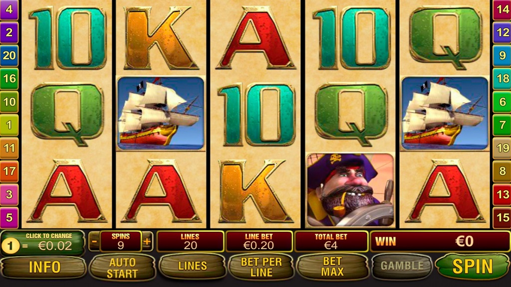 Screenshot of Captains Treasure slot from Playtech