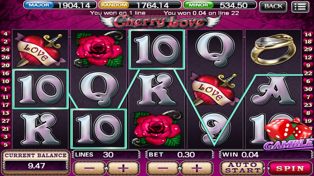 Screenshot of Cherry Love slot from Playtech