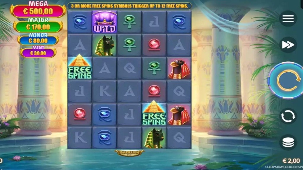 Screenshot of Cleopatra's Golden Spells slot from Microgaming