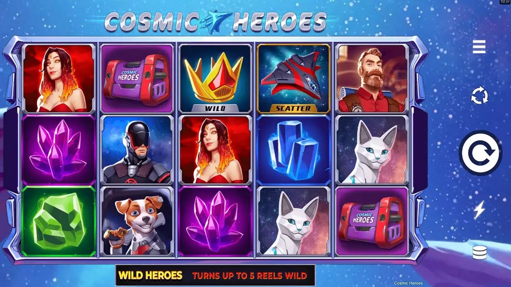 Screenshot of Cosmic Heroes slot from Microgaming