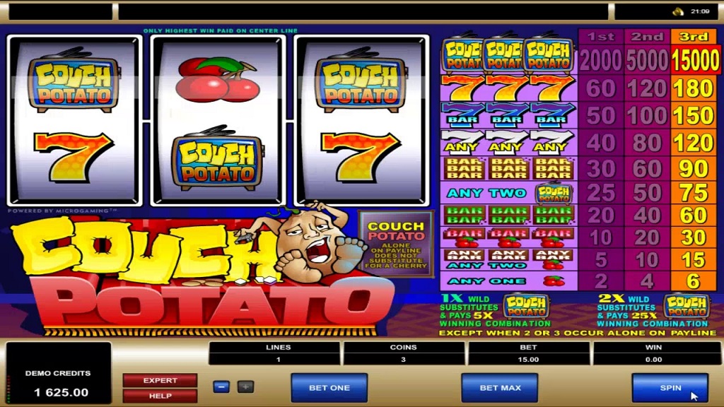 Screenshot of Couch Potato slot from Microgaming