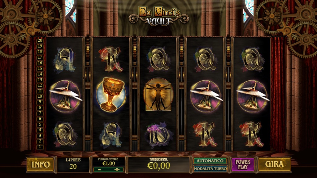 Screenshot of Da Vincis Vault slot from Playtech