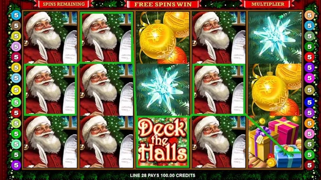 Screenshot of Deck the Halls slot from Microgaming