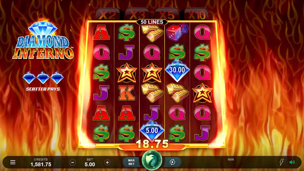 Screenshot of Diamond Inferno from Microgaming