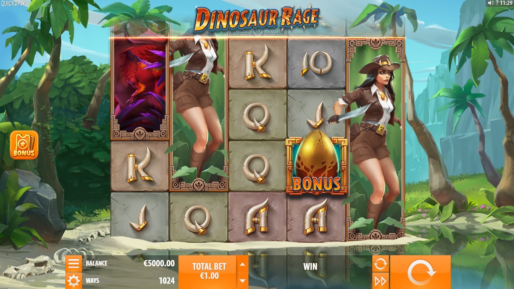 Screenshot of Dinosaur Rage slot from Quickspin