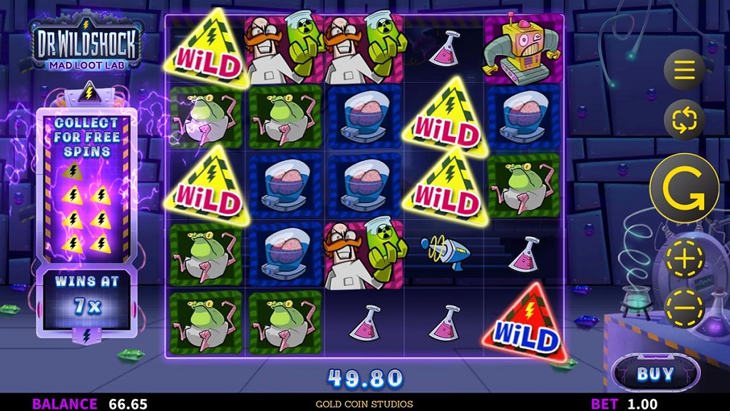 Screenshot of Dr. Wildshock Mad Loot Lab from Microgaming
