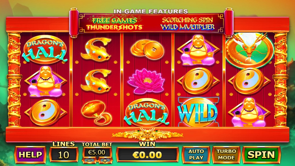 Screenshot of Dragons Hall Thundershots slot from Playtech