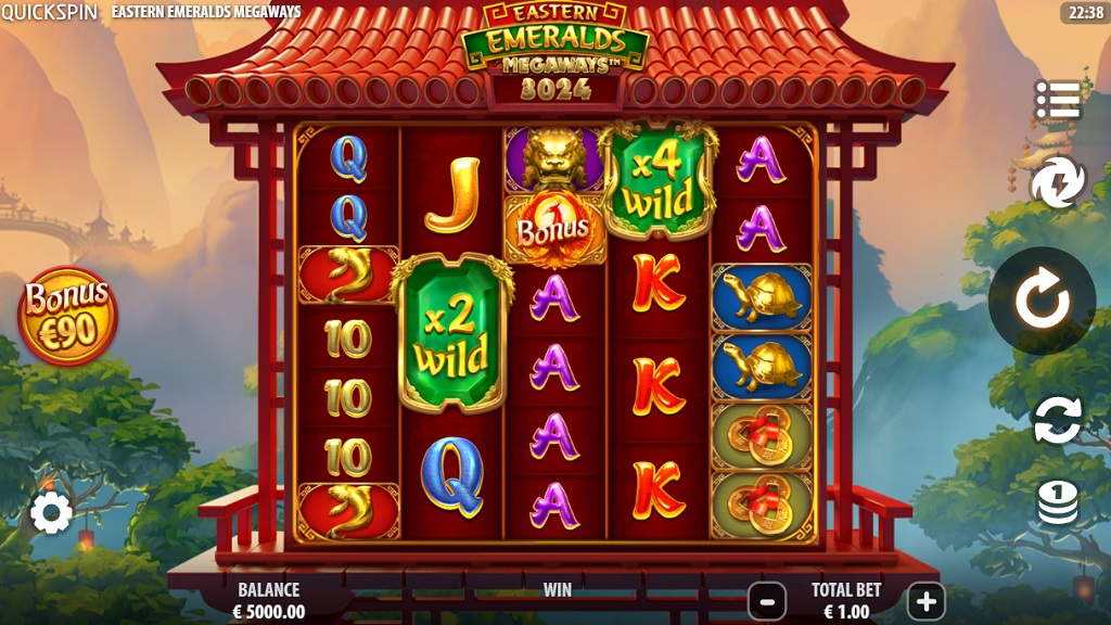 Screenshot of Eastern Emeralds Megaways slot from Quickspin