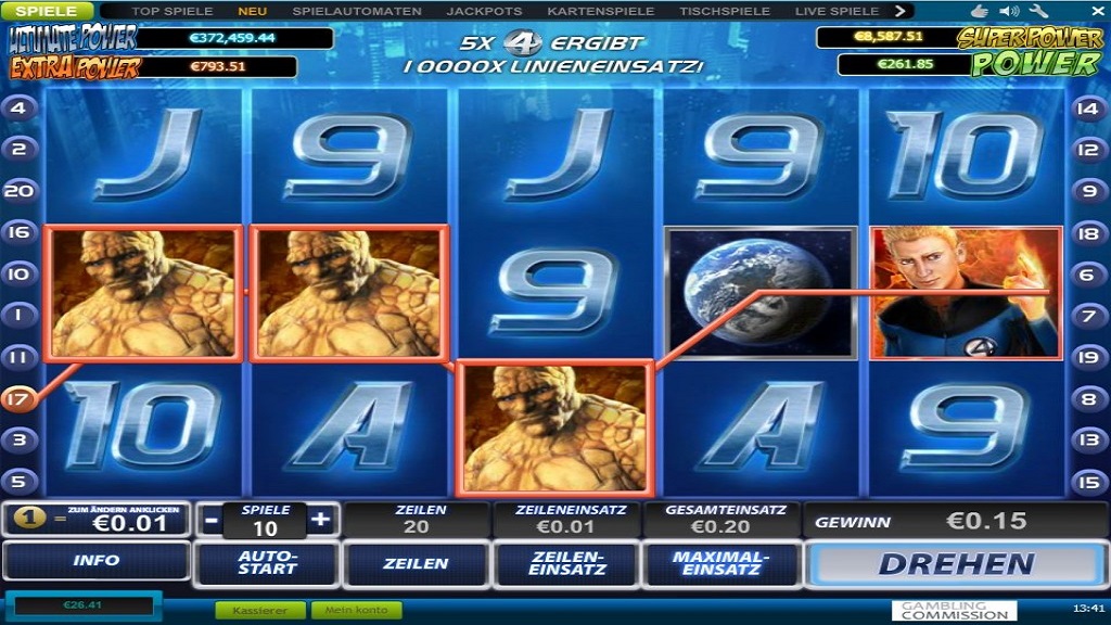 Screenshot of Fantastic Four slot from Playtech