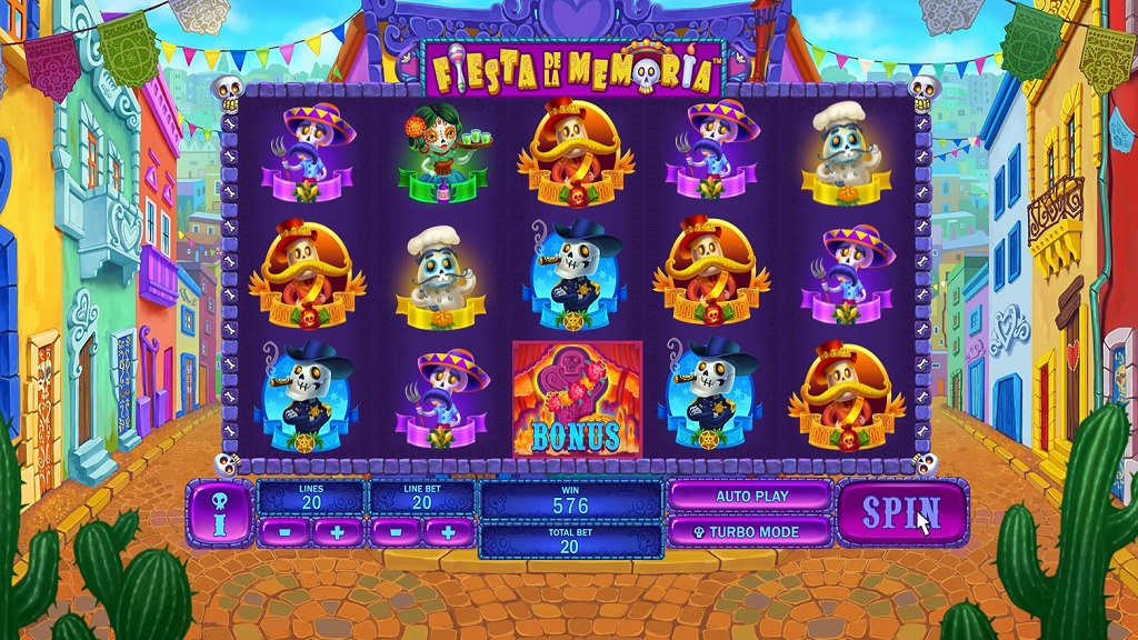 Screenshot of Fiesta De La Memoria slot from Playtech