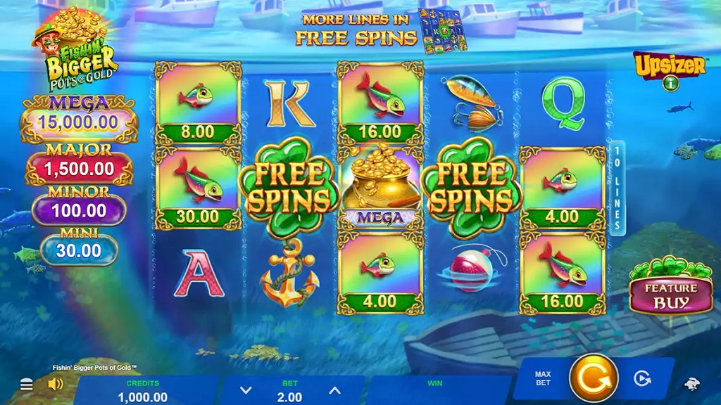 Screenshot of Fishin' Bigger Pots of Gold from Microgaming