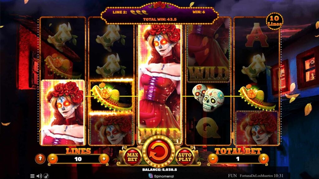 Screenshot of Fortuna De Los Muertos slot from Spinmatic