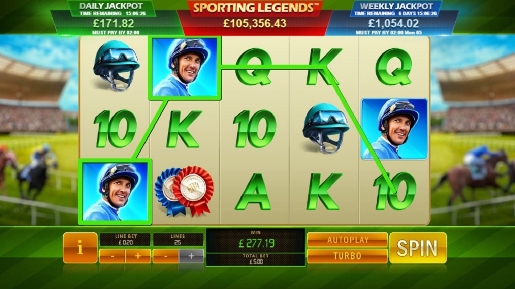 Screenshot of Frankie Dettori Sporting Legends slot from Playtech