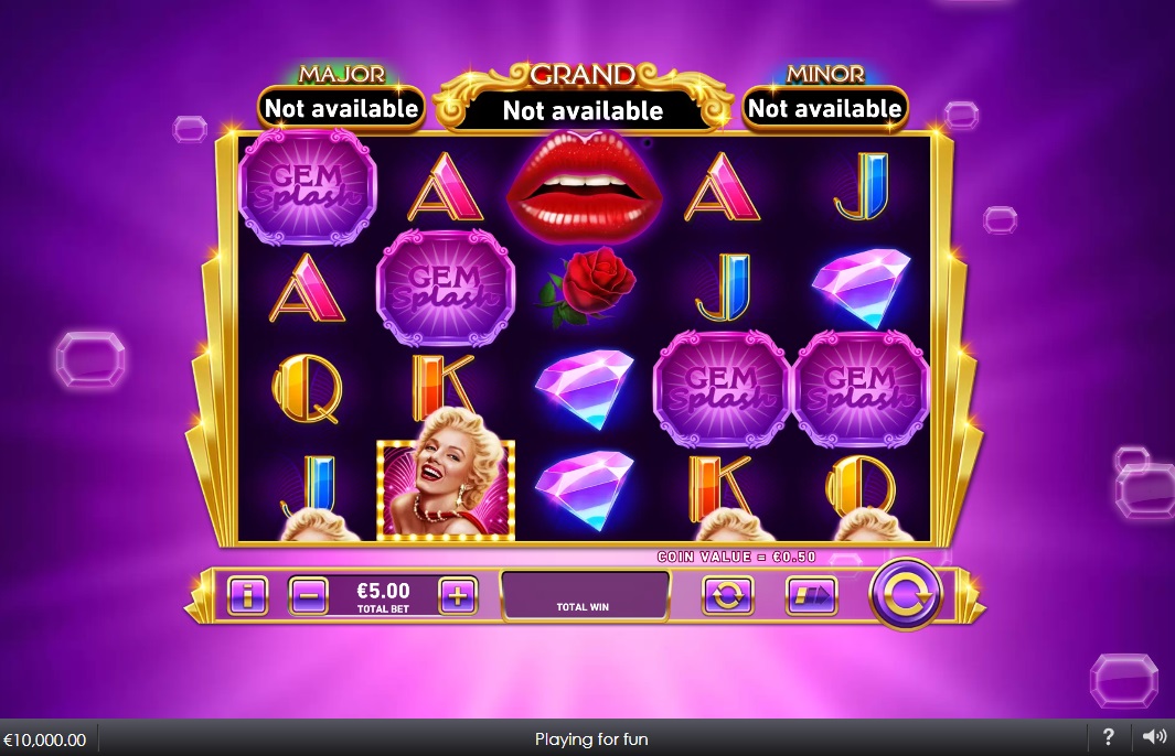 Screenshot of Gem Splash Marilyn Monroe slot from Playtech