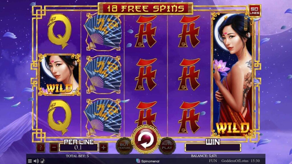 Screenshot of Goddess of Lotus slot from Spinmatic