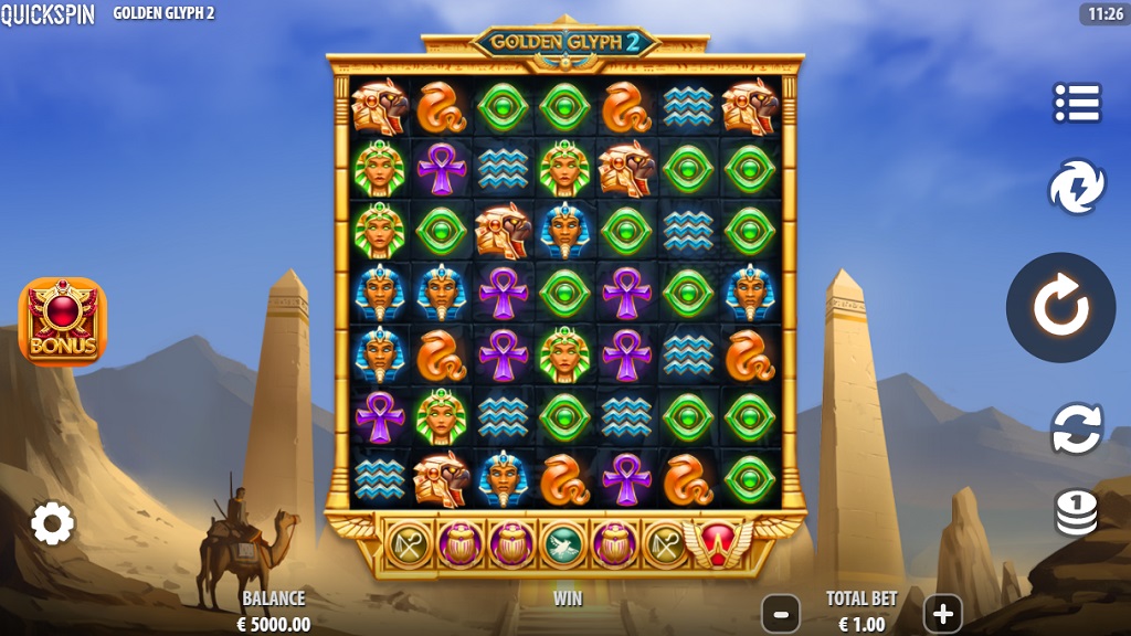 Screenshot of Golden Glyph 2 slot from Quickspin