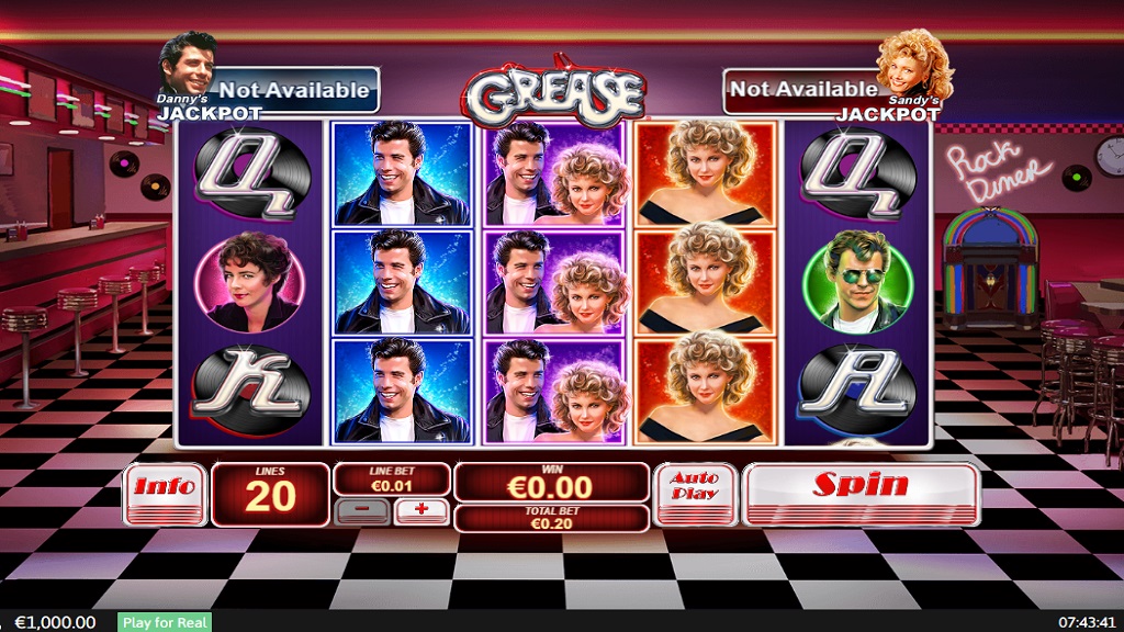 Screenshot of Grease slot from Playtech