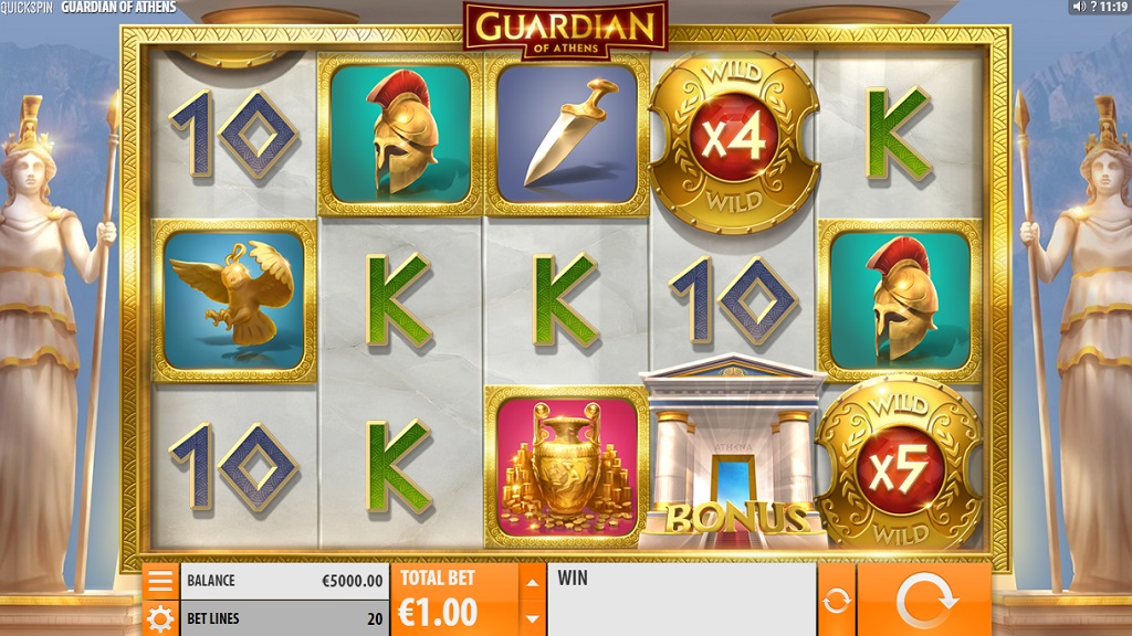 Screenshot of Guardian of Athens slot from Quickspin