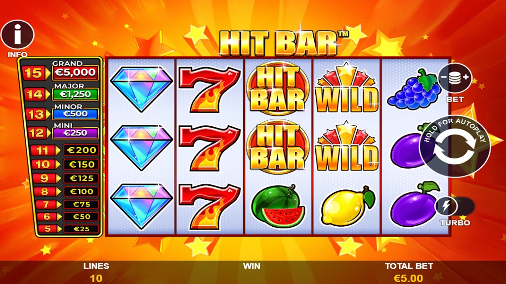 Screenshot of Hit Bar slot from Playtech