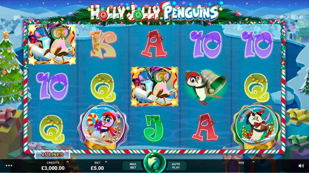 Screenshot of Holly Jolly Penguins from Microgaming