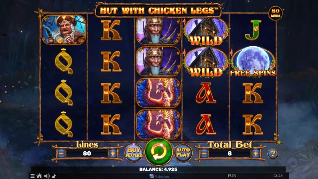 Screenshot of Hut With Chicken Legs slot from Spinomenal