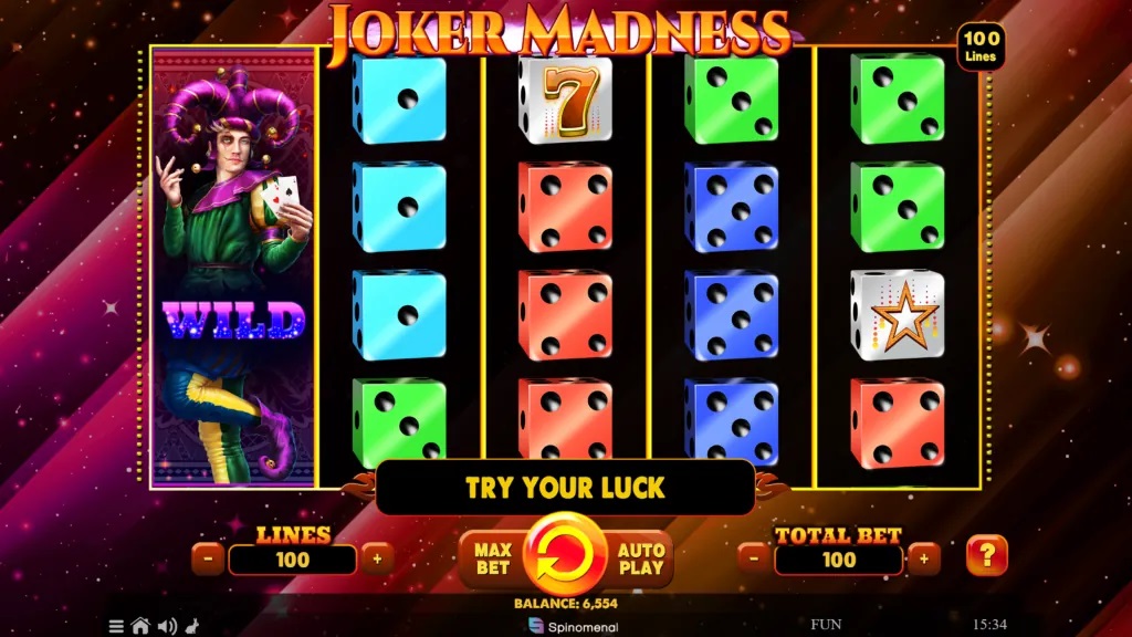 Screenshot of Joker Madness slot from Spinomenal