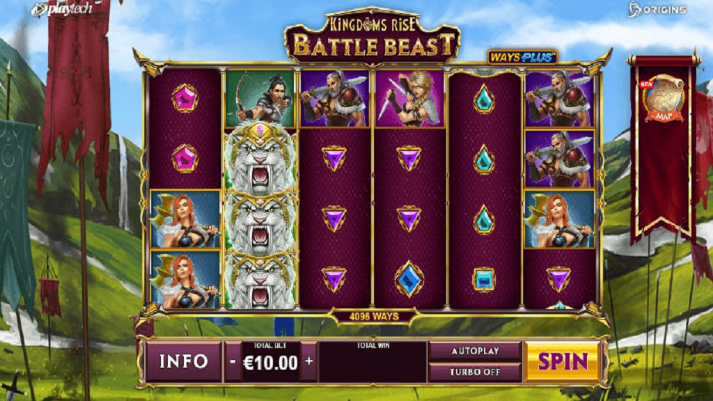 Screenshot of Kingdoms Rise Battle Beast slot from Playtech